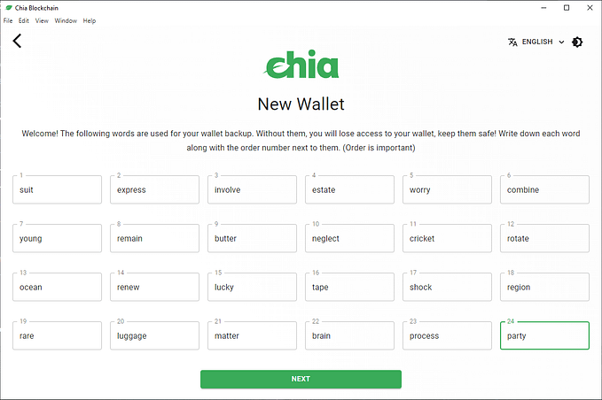 Backup Wallet Chia Network